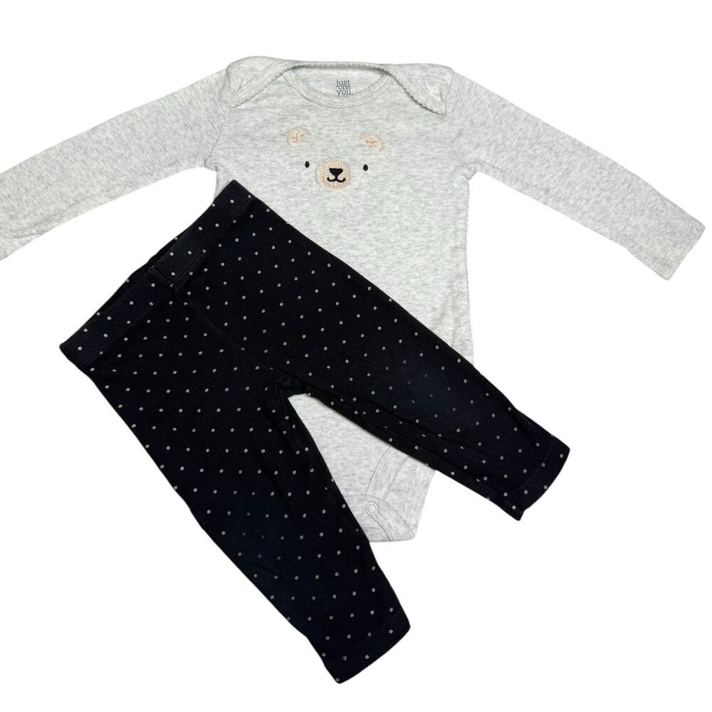 Carters Bodysuit Matching Outfit Baby Girl Bear Gray Black 9 Months